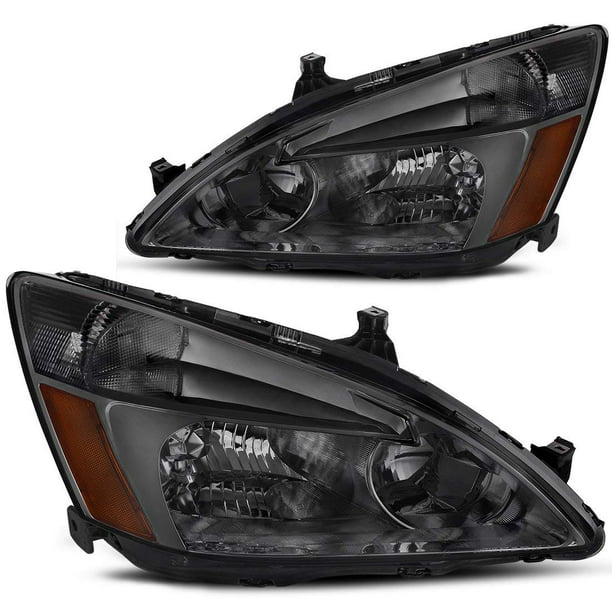 Black Housing Amber Reflector 4-Door Headlight Assembly Replacement AUTOSAVER88 Compatible with 98 99 00 01 02 Honda Accord 2-Door 